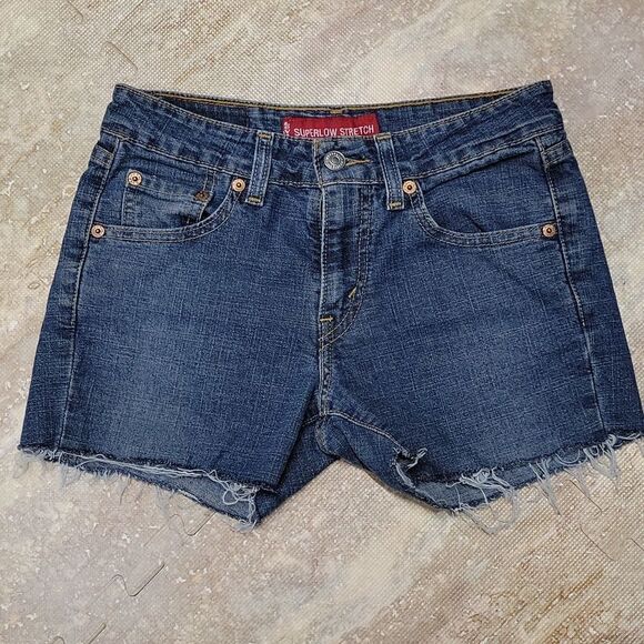 LEVIS 518 WOMENS SUPERFLOW STRETCH CUTOFF SHORTS SIZE JUNIORS 1 - Picture 2 of 8